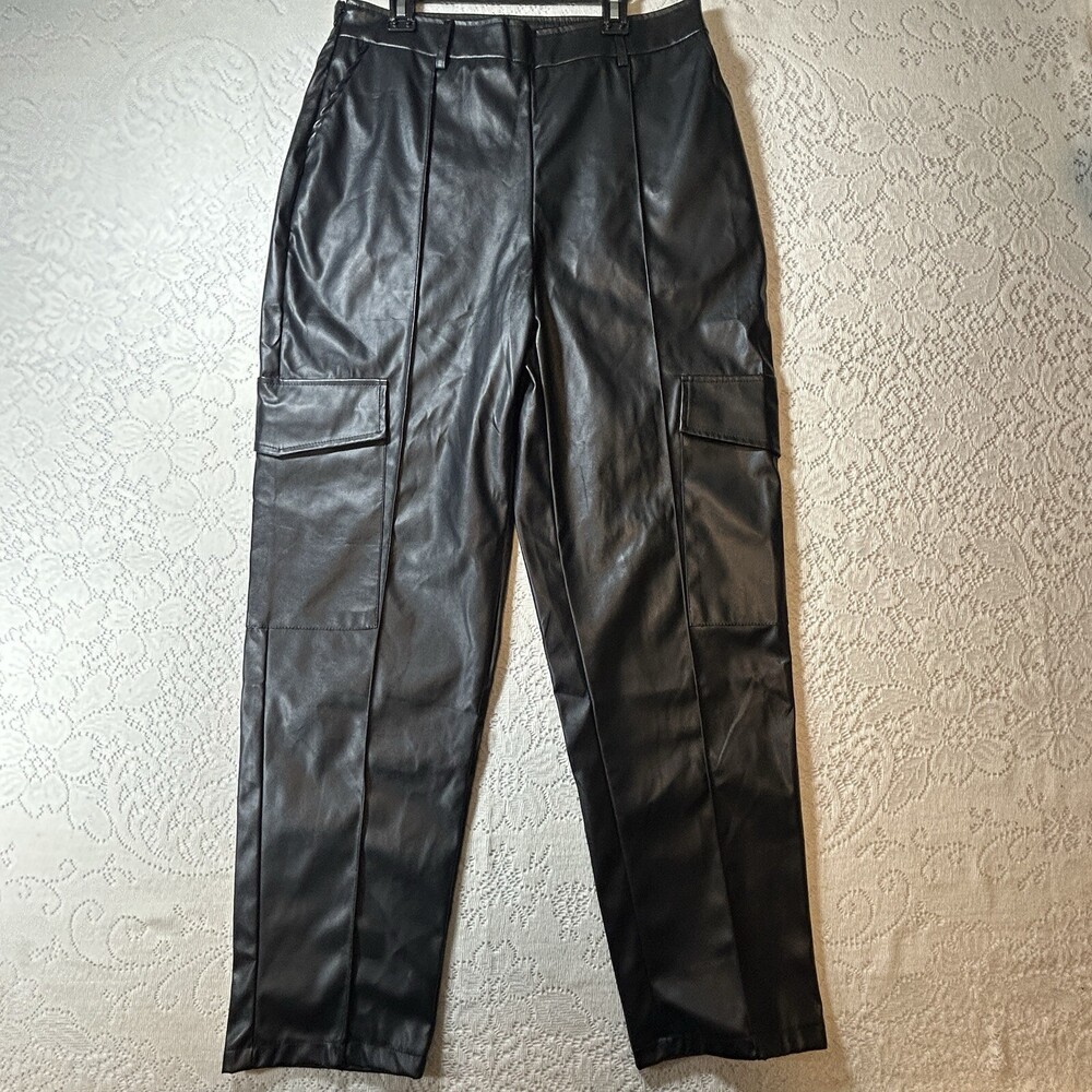 SHEIN Curve Women's Black Stretch Faux Leather Leggings Pants Size 8/10